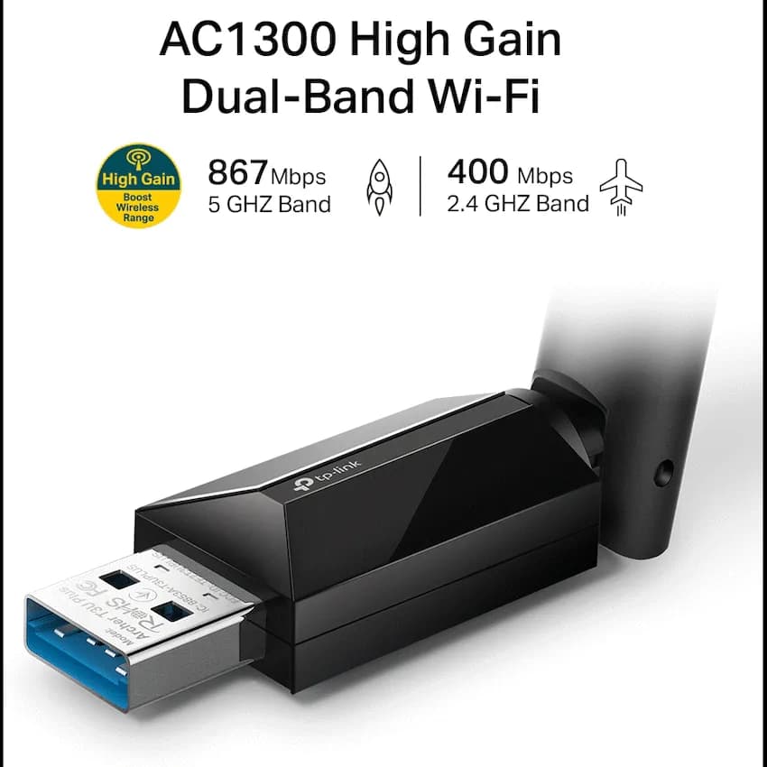 TP-Link Archer T3U Plus AC1300 High-Gain Wireless Dual-Band USB Adapter