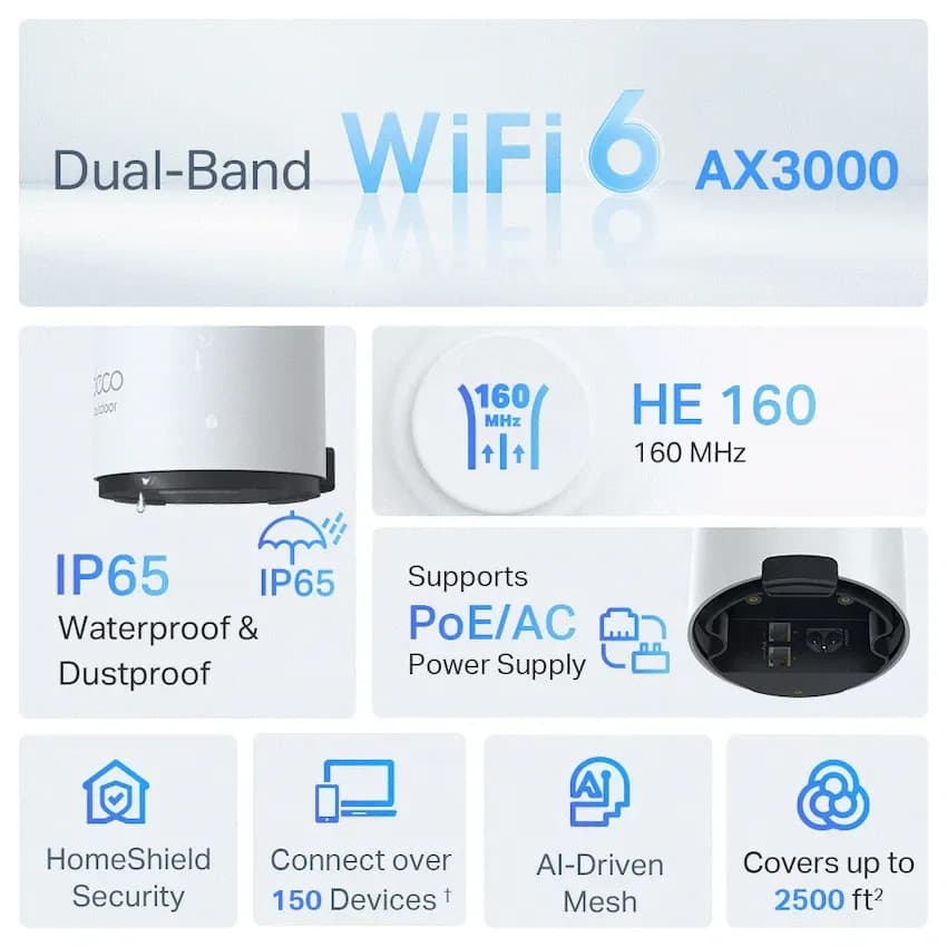 TP-Link Deco X50-Outdoor AX3000 Outdoor/Indoor Mesh Wi-Fi 6 Unit