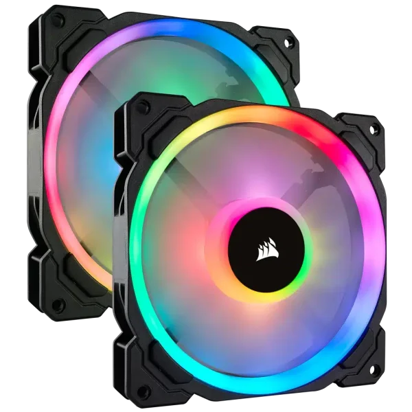 Corsair LL140 RGB 140mm Dual Light Loop RGB LED PWM 600 - 1300 RPM Cooling Fan — 2 Fan Pack with Lighting Node PRO