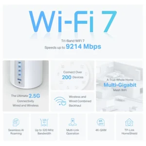 TP-Link Deco BE65 (3-Pack) BE9300 Whole Home Mesh Wi-Fi 7 System