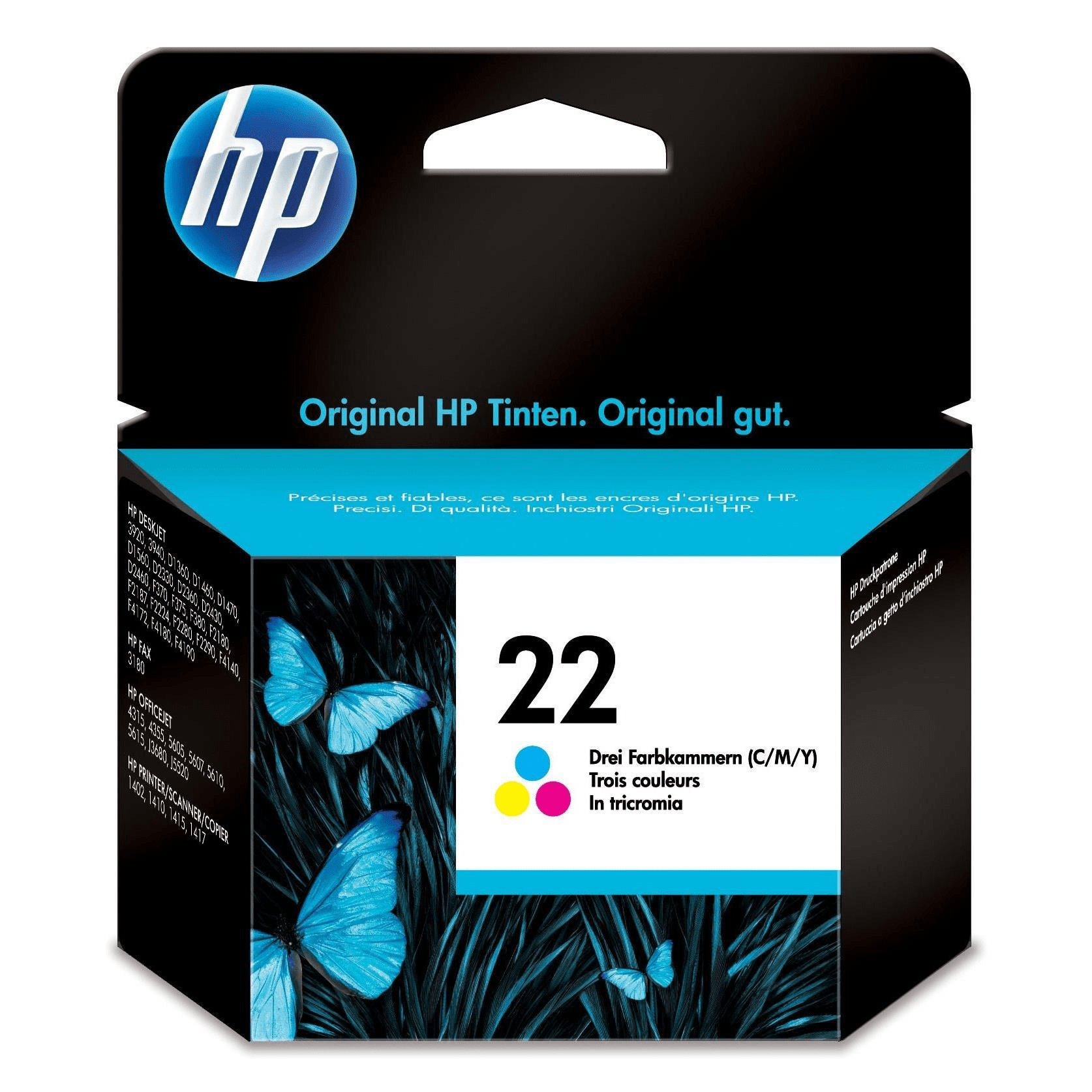 HP 22 Tri-color Ink Cartridge For HP Deskjet F300: D1400: D1500: D2300: D2400: F2100: F2200: F22200: F4100 series