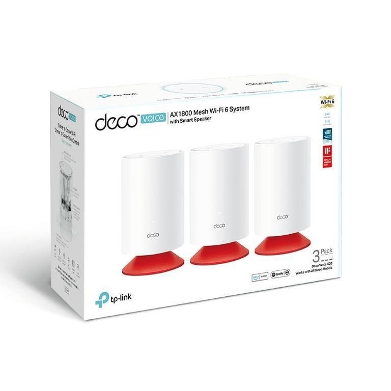 TP-Link Deco VOICEX20 (3-Pack) AX1800 Whole Home Mesh Wi-Fi 6 System with Smart Speaker
