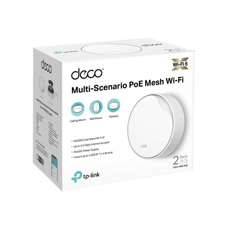 TP-Link Deco X50-PoE (2-Pack) AX3000 Whole Home Mesh Wi-Fi 6 System with PoE