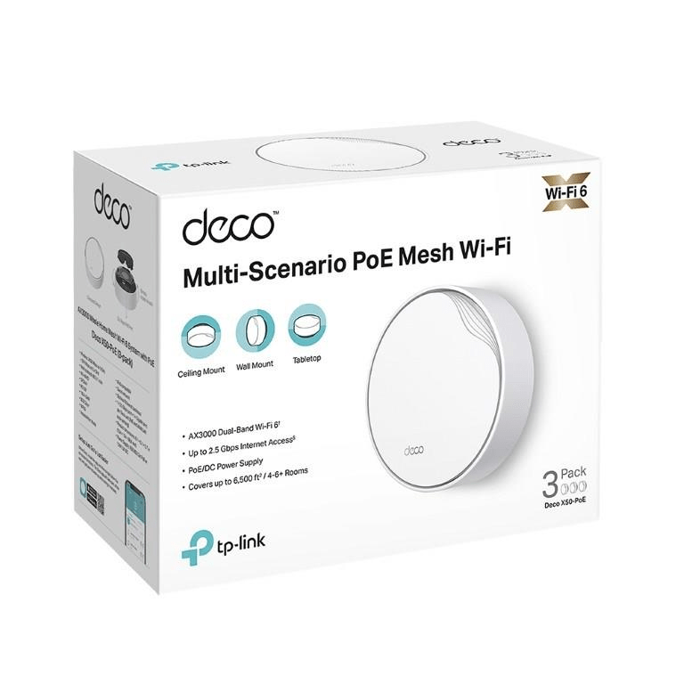 TP-Link Deco X50-POE (3-Pack) AX3000 Whole Home Mesh Wi-Fi 6 System with PoE