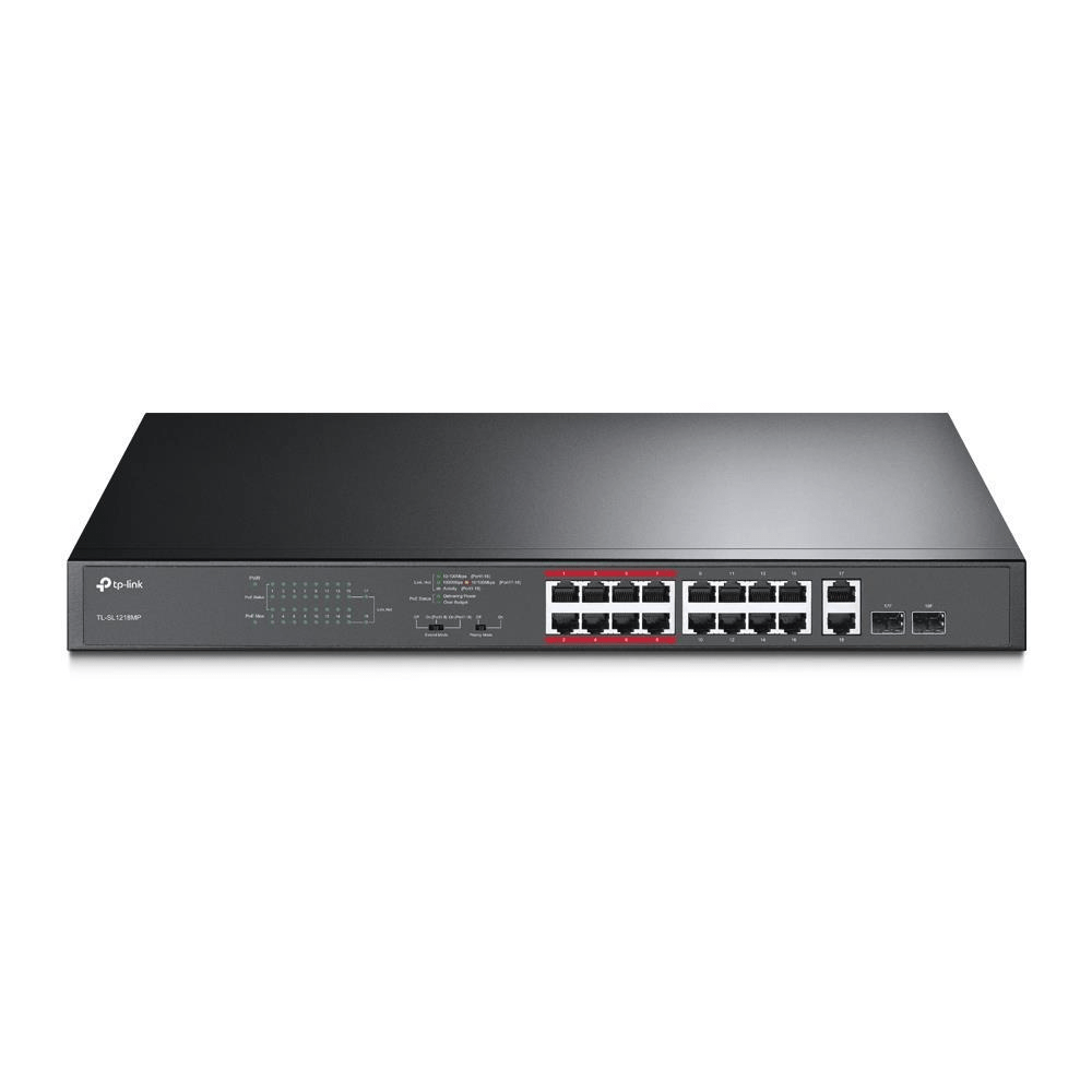 TP-Link TL-SL1218MP 16-port 10/100Mbps PoE+ Unmanaged Switch with 2 x Gigabit Ports and Combo SFP